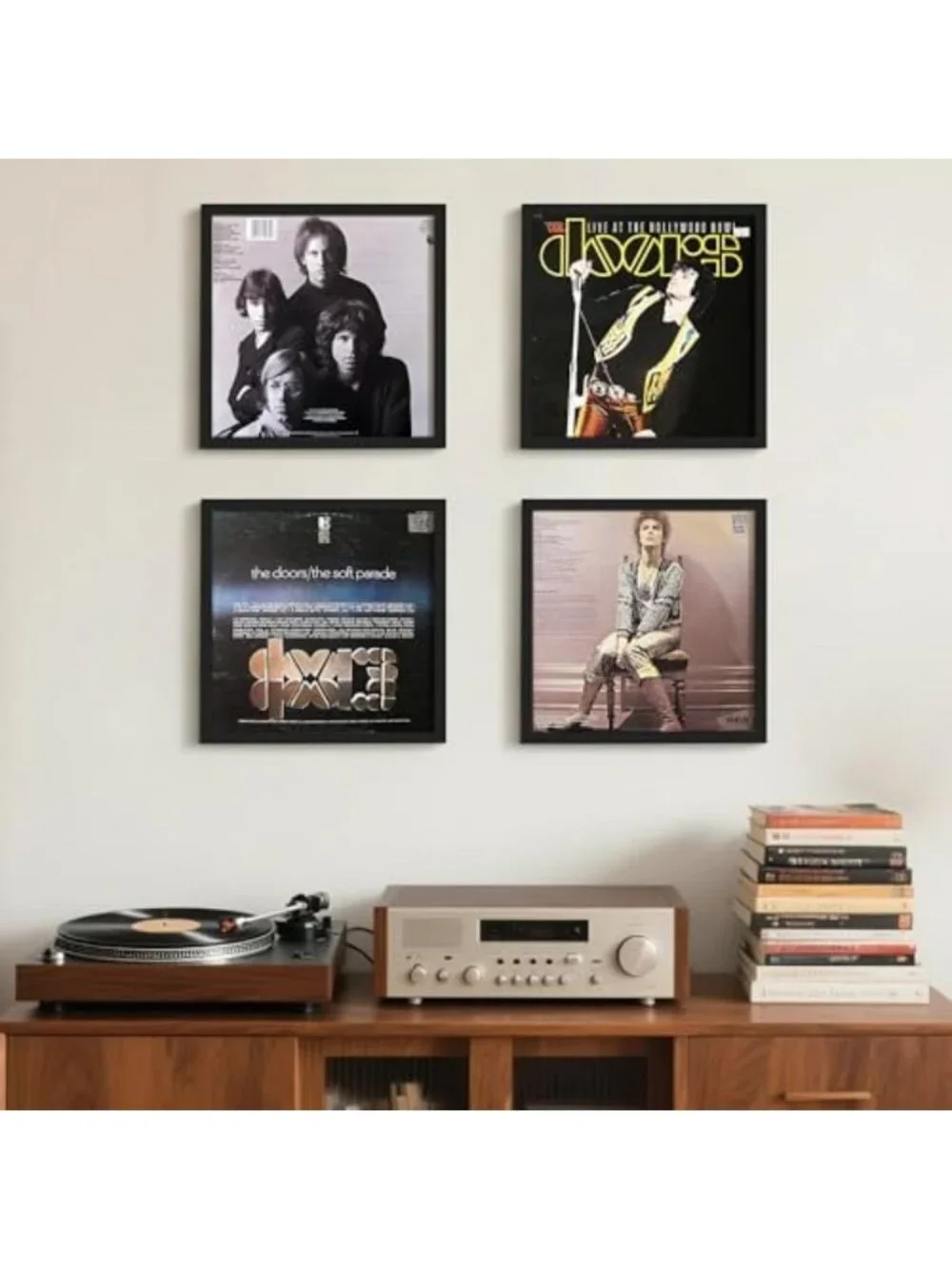 Vinyl Record Frame Set of 4 - 12.5x12.5 Wall Display, Black Decor for Music
